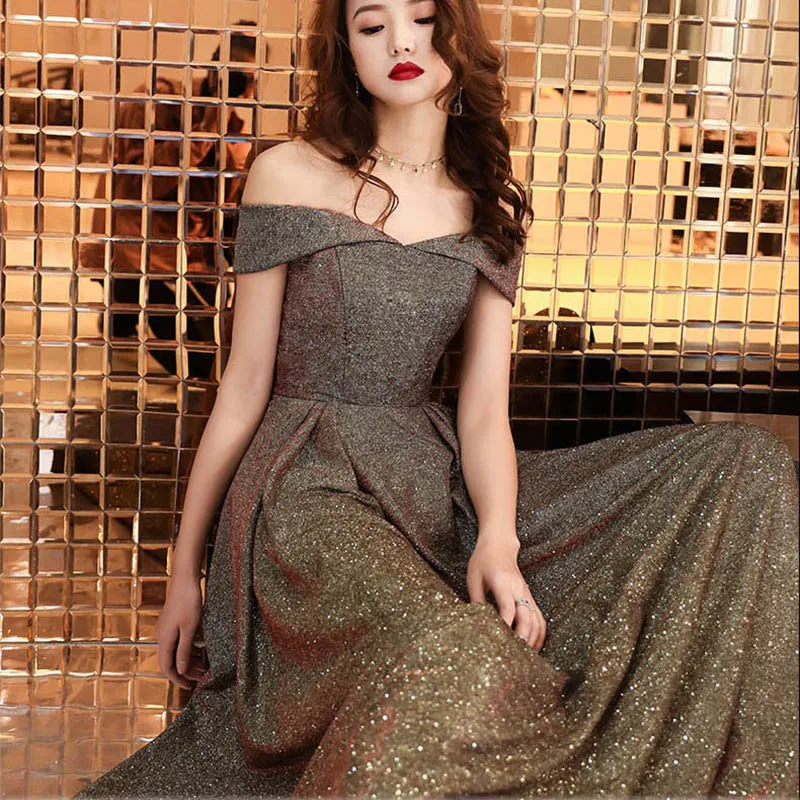 

Hot 2019 Summer Dress Women Elegant Sexy Off Shoulder Long Party Dress Female Slim Bright Bridesmaid Ball Gwon Maxi Dresses