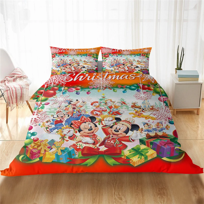 

Disney Christmas Mickey Bedding Set Home Textiles Bedroom Queen King Size Children Couple Student Bed Set Queen Duvet Cover Set