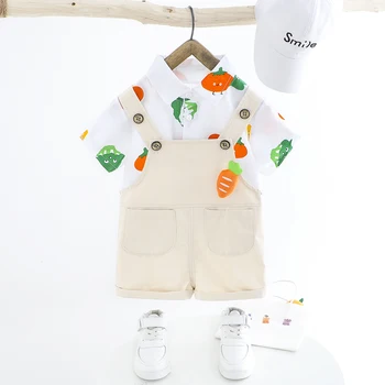 

Baby Toddler Kids Clothes Boys Radish Shirt Short Overall Fashion Summer Outfits Short Sleeve Infant Children Clothing Set