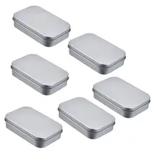 6 חבילה 3.75x2.45x0.8 אינץ יכול מיכל מלבני מתקפל מיכל קטן אחסון ערכת כסף מתכת ריק מיני נייד יכול(China)
