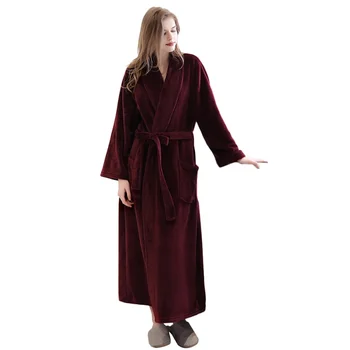 

Couple Nightgown Flannel Fall/Winter Plus Size Nightgown Thick Solid Color Loose Robes Vetements Femmes