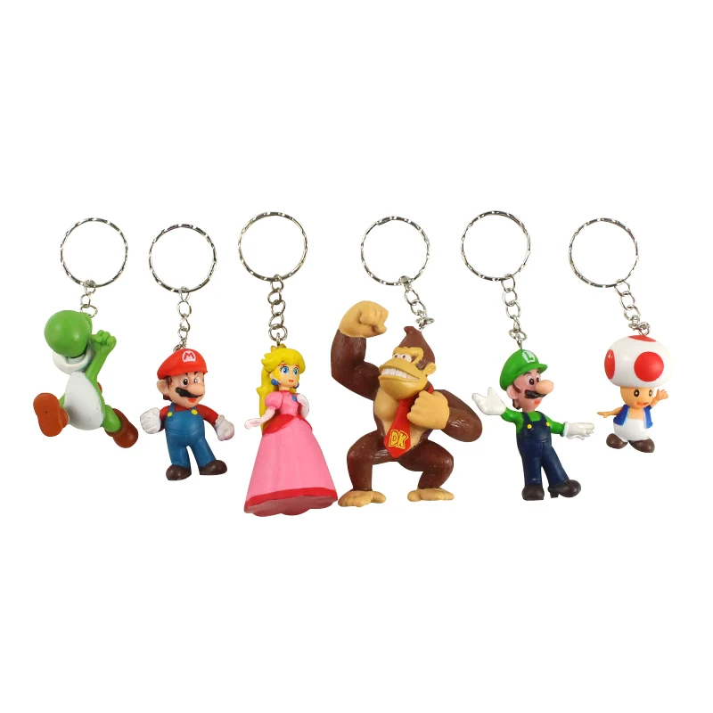 6 шт./компл. Yoshi Koopa Donkey Kong Peach Daisy Shy Guy Toad Bill Goomba брелок из ПВХ Фигурки игрушки |