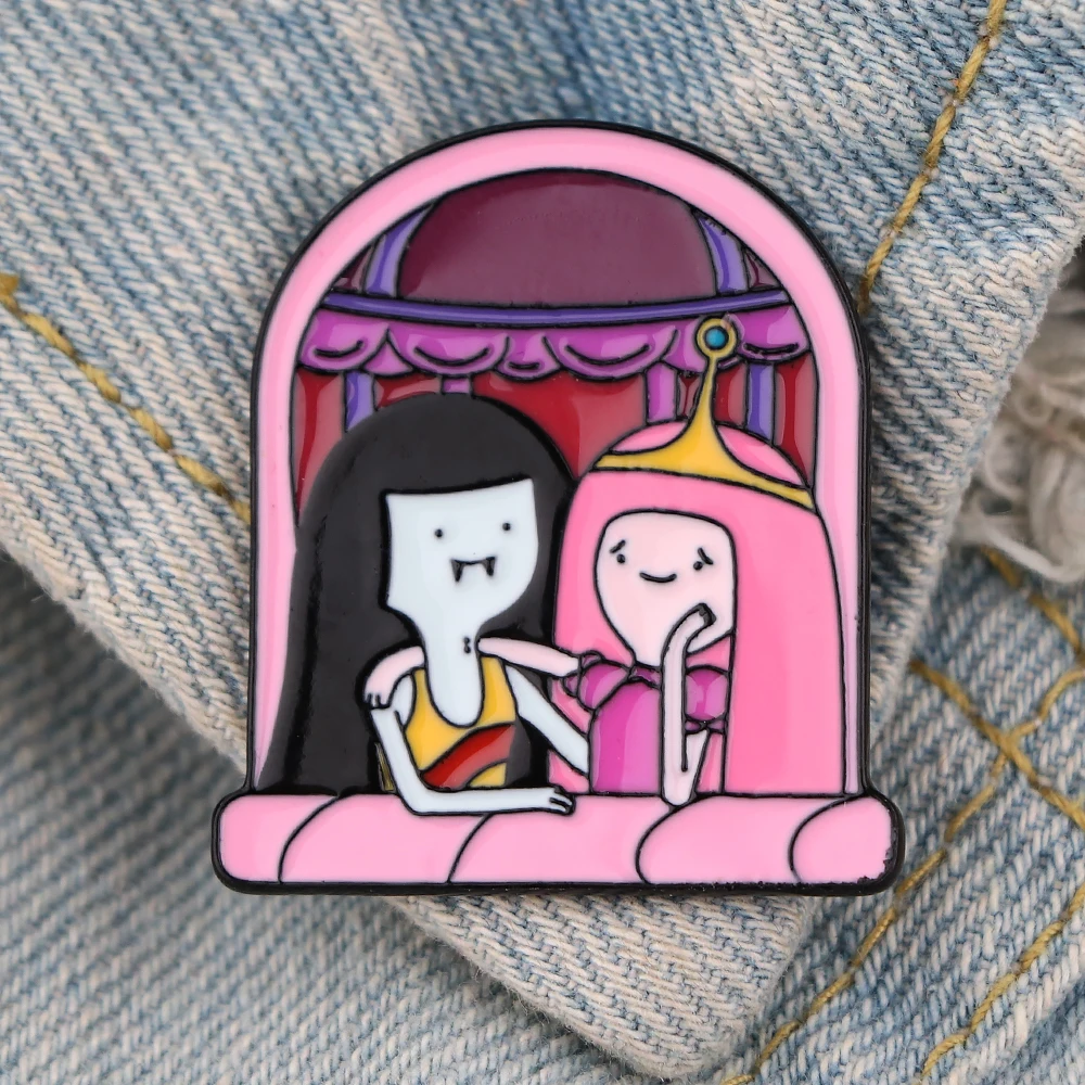 LT1354 Princess Bubblegum and Marceline Cute Anime Enamel Pin Badges on