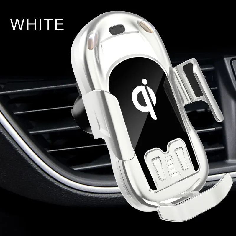 White Wireless car charger in wireless charger for Samsung note9 / S10 / S9 and iPhone wireless charger holder and Receiver - Color: White