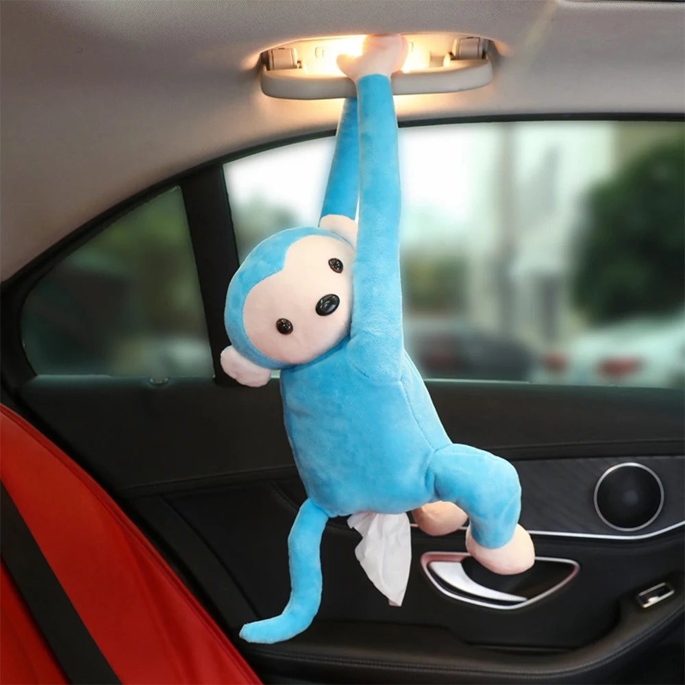 

Multifunctional Car Tissue Box Cute Cartoon Paper Napkin Tissue Box Monkey Hanging Ornament Auto Interior Accessories