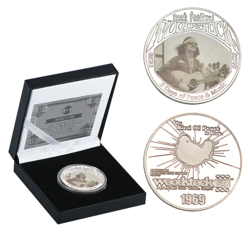 coin3 with box WR 50-летие дровосков фестиваль серебряные коллекционные монеты с держателем рок музыка наградная монета подарок дропшиппинг - Цвет: coin3 with box