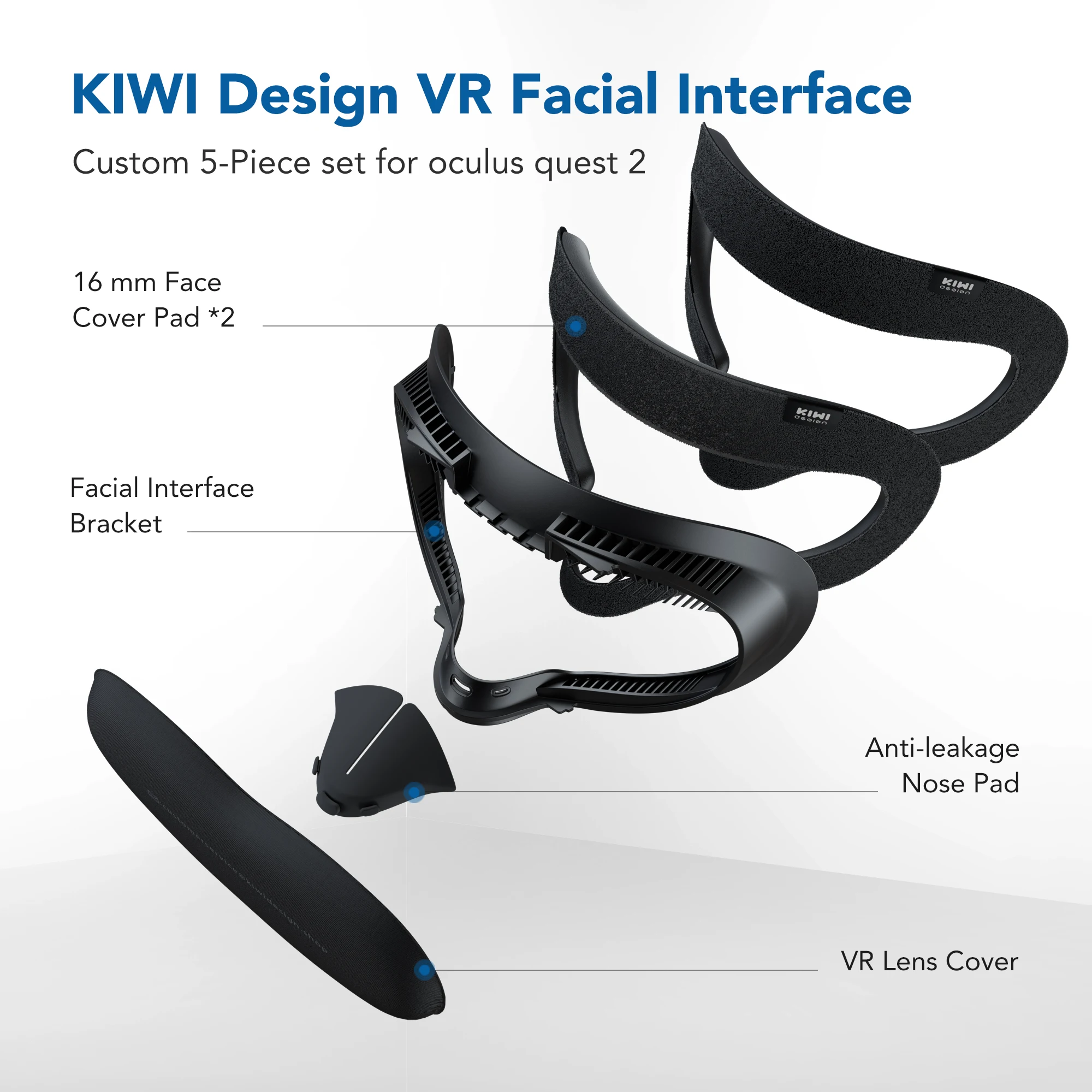 KIWI design 5in1 VR Accessories Set Upgraded Controller Grips Cover and Facial  Interface for Oculus Quest 2|VR/AR Glasses Accessories| - AliExpress
