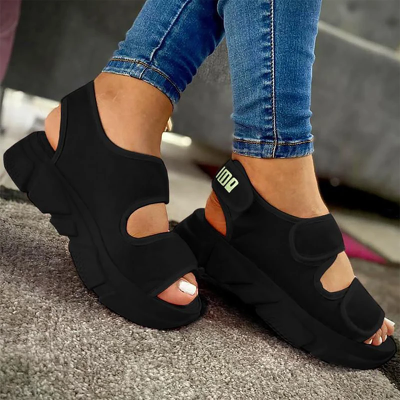 Fashion Summer Women Sandals Casual Breathable Shoes Ladies Wedges Platform Velcro Sporty Style 2021 | Обувь