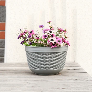 

Plastic Wall Hanging Semi-circular Flower Pot Fence Hanging Woven Flower Pot LAD-sale