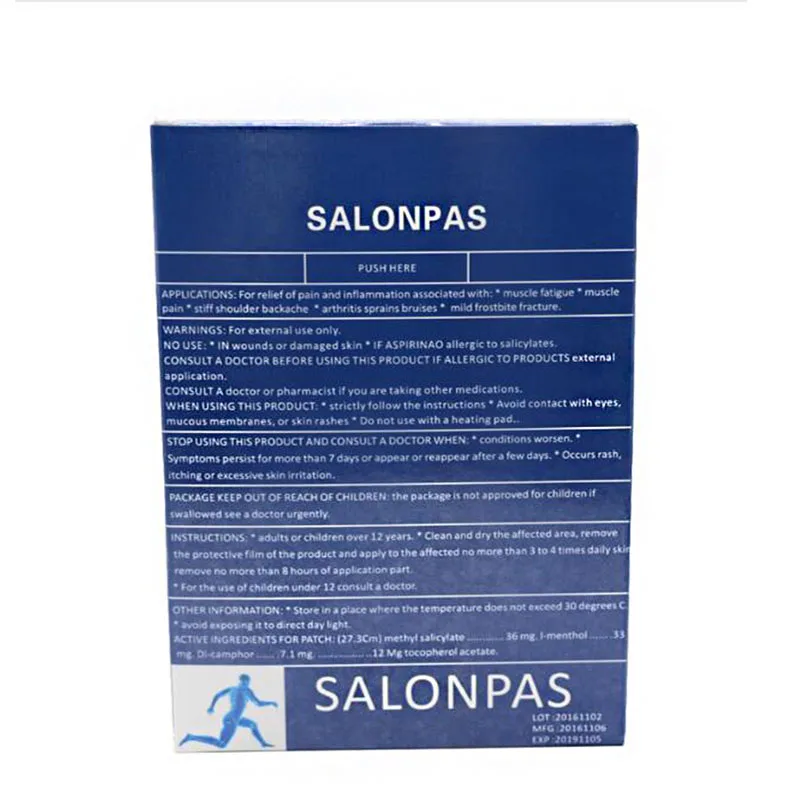 10 патчей/коробка Salonpas китайские травяные боли патч для снятия боли в мышцах патч