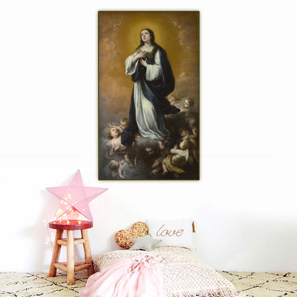

Citon Murilloã€ŠThe Immaculate Conception of the Virginã€‹Canvas Art Oil Painting Picture The Wall Background Decorations Home Decor