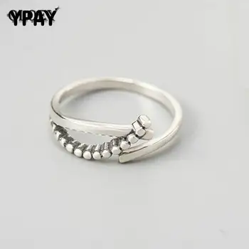 

YPAY 100% Real 925 Sterling Silver Finger Ring for Women Vintage Adjustable Engagement Toe Rings Fine Party Jewelry YMR415