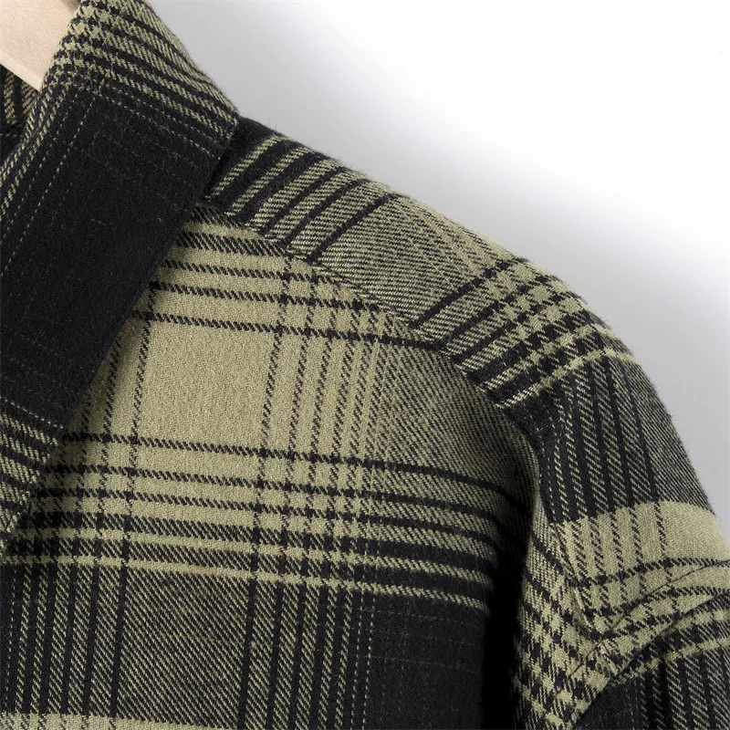 2021 Spring Autumn Tops Men Plaid Shirts  Loose Oversize  Casual Flannel Male Top Long Sleeve Men shirts Blusas