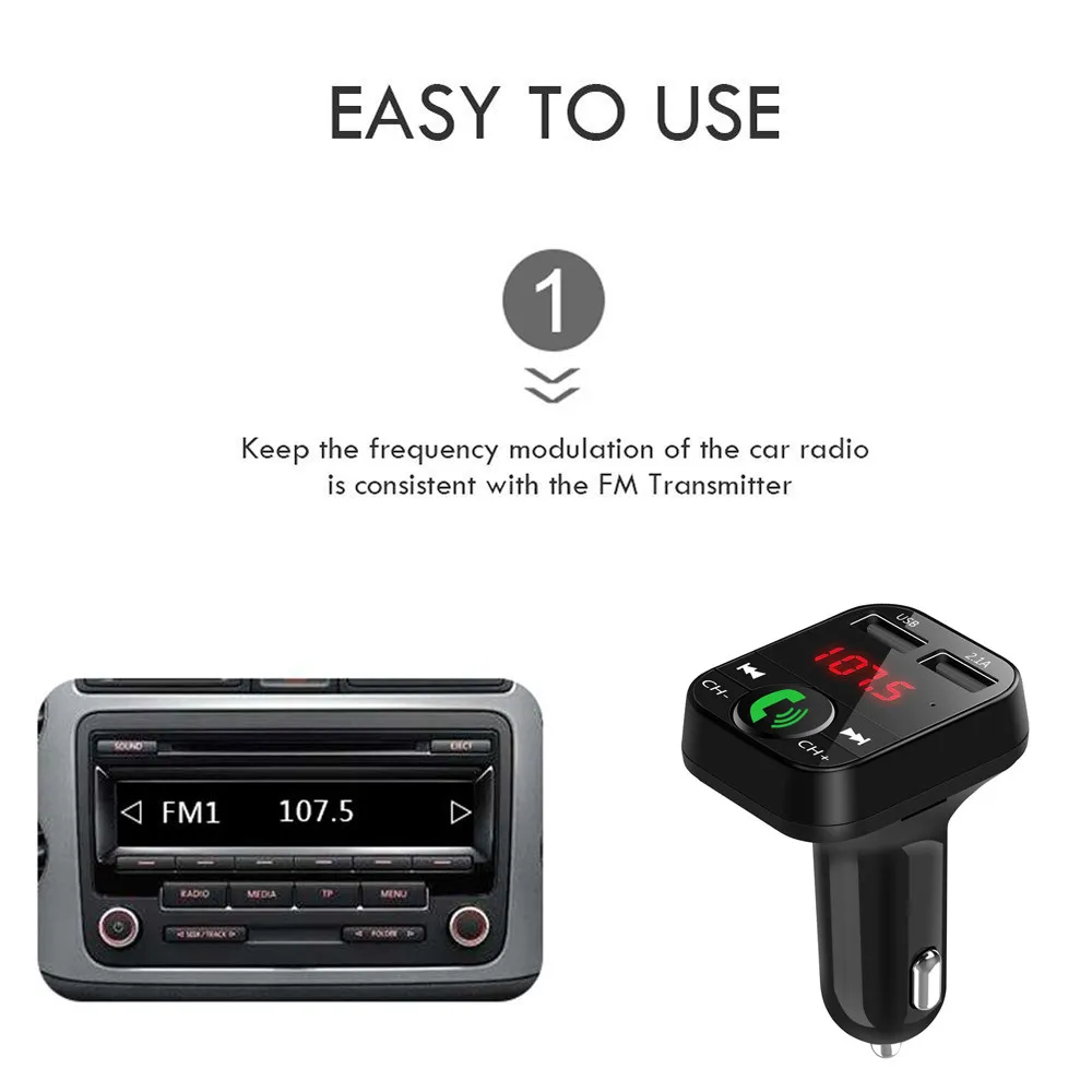 Автомобильный комплект громкой связи беспроводной Bluetooth fm-передатчик ЖК MP3 музыкальный плеер USB зарядное устройство Поддержка TF 12 В 2.1A FM модулятор громкой связи