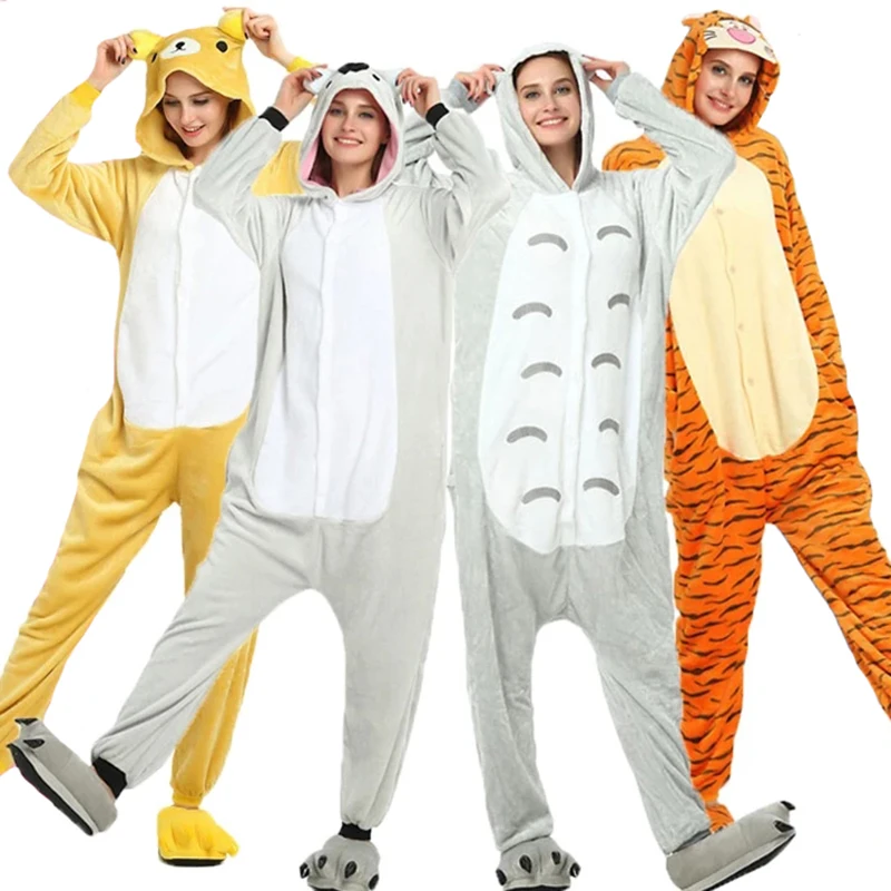 Anime Unicorn Onesies Women Panda Sleepwear Set Kigurumi Adult Women's Pajamas Flannel Bear Totoro Pajamas Winter Unisex Onesies