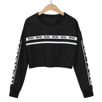 

Ladies Autumn Winter Letter Print Pullover Fashion Sweatshirt Casual Hoodie Blouse Crop Female Women's Long Sleeve Pullover O19
