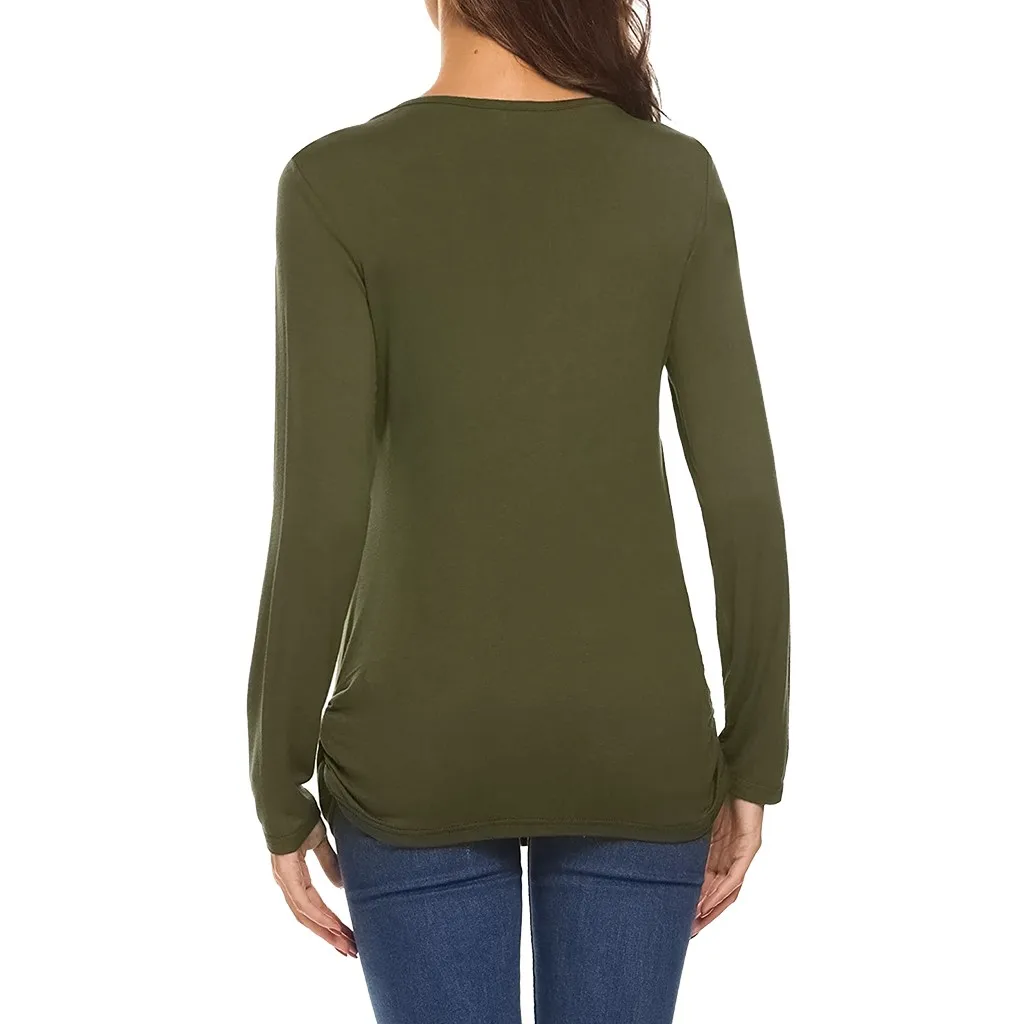 Maternity breastfeeding clothes Maternity Nursing Tops Comfy Long Sleeve Breastfeeding T-Shirt Tops#3s