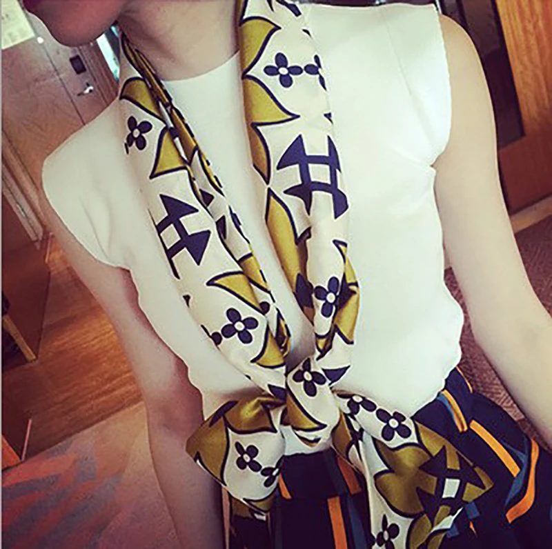 

2020 Utumn and Winter New Style Korean Silk Scarf Women Long Small Scarf Fashion Scarf Silk Business Professional Long Scarf