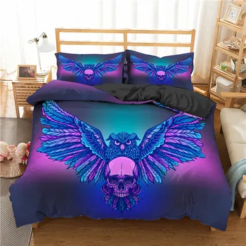 

ZEIMON 3D Bedding Sets Owl Skull Printing Animal 2/3pcs Bohemian Microfiber Duvet Cover Sets And Pillowcases Home Textiles