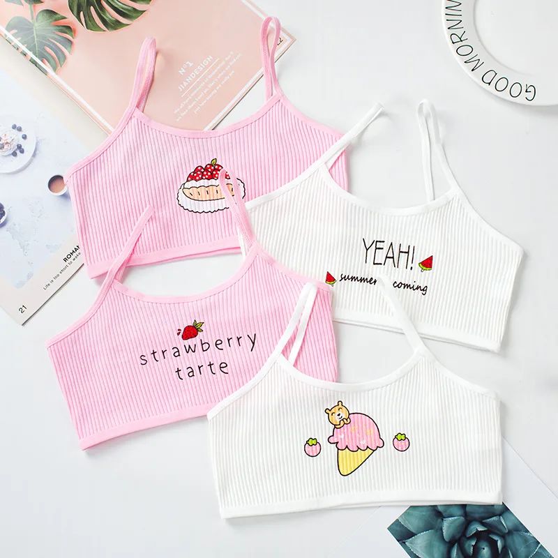 Girls Developmental Camisole Thread Combination Training Bra 4Pcs for Teens 7-16Y