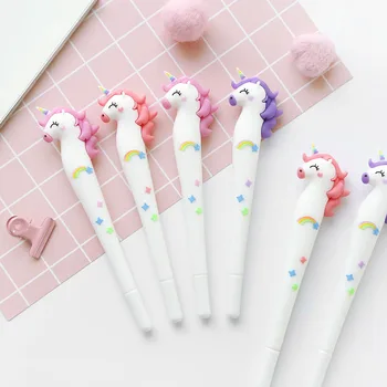 

40 pcs/lot Kawaii Rainbow Unicorn Gel Pen Cute 0.5 mm Signature Pen Promotional Gift Stationery School Supplies