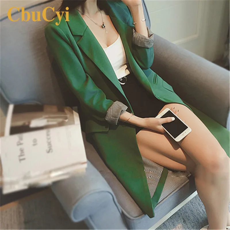 Spring Autumn Women Long Blazers Jackets High Quality Notched Jacket Blazer Suits Office Lady Casual Suit Plus Size 2020 | Женская