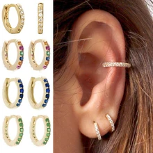 Классические CZ серьги для ушного хряща для женщин Gilr простые радужные циркониевые маленькие серьги-кольца украшения для ушного пирсинга подарок Прямая поставка
