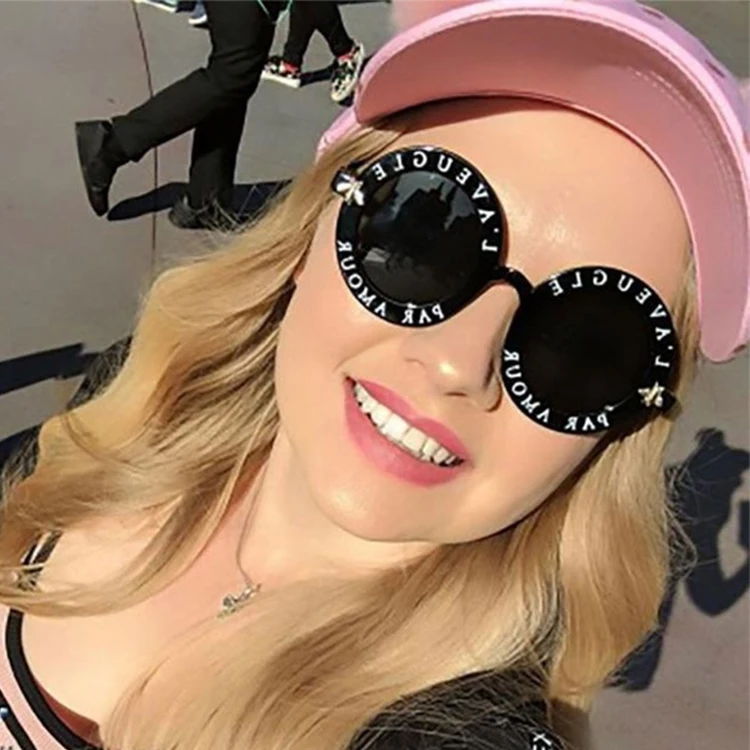 SKYWAY Fashion Alphabet Bee Sunglasses Vintage Round Women Men Unisex UV400 PC Sun Glasses