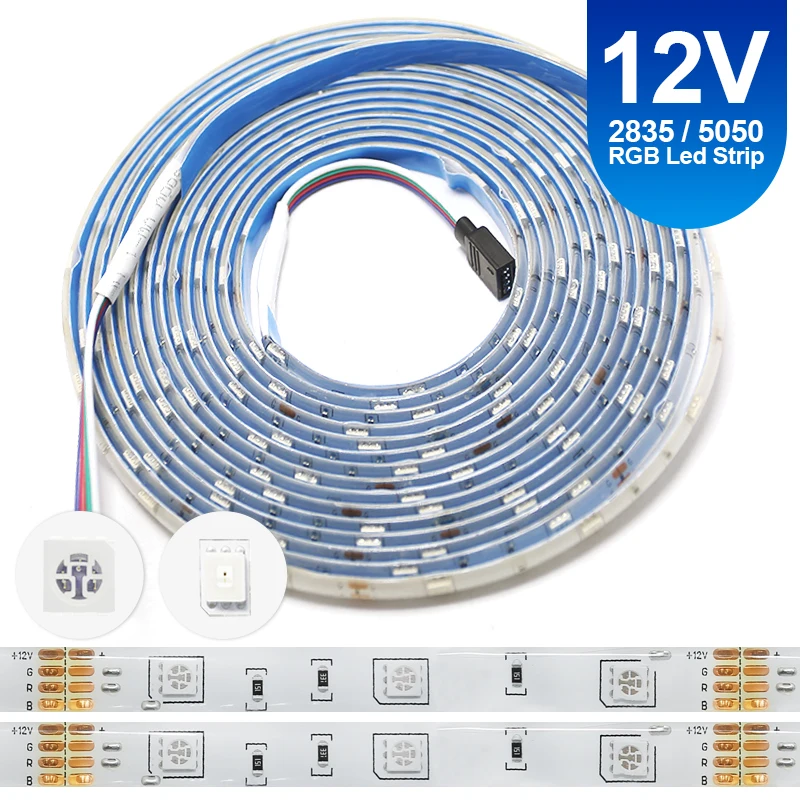 LED strip lights 12V GRB 2835 5050 SMD 60Led/M Waterproof Flexible Led Tape Decoration Ribbon Lights Stripe RGB | Лампы и освещение