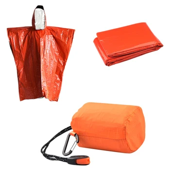 

Outdoor First-Aid Insulation Raincoat Two-Color Disposable Aluminum Film Blanket Warm Raincoat for Cold Zone / At Night(2Pcs)