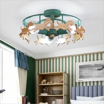 

Modern simple pony bedroom eye protection lamp boys girls bedroom lamp carousel ceiling lamp