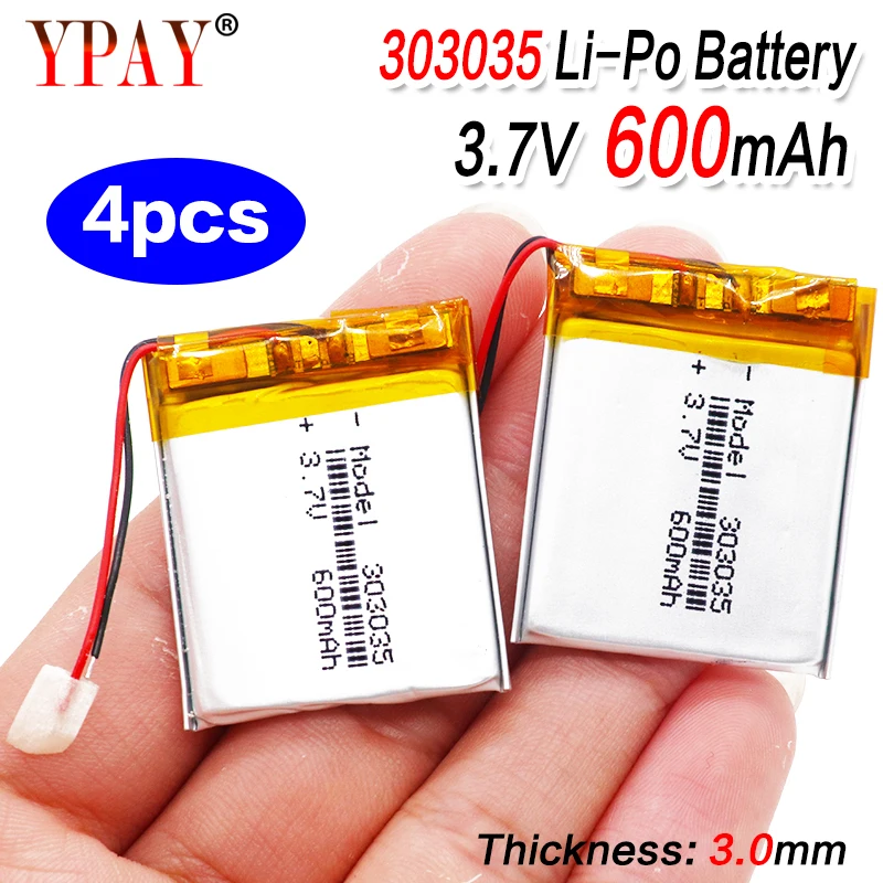 4 шт. 303035 3 7 В 600 мАч литий-ионный Литий-полимерный аккумулятор PCM защищенный