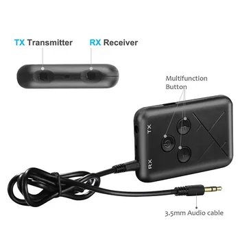 

RX/TX Stereo Bluetooth 4.2 Transmitter Receiver 3.5mm Audio Adapter Connector