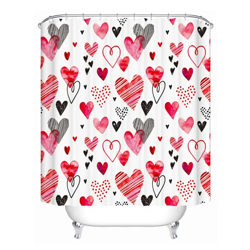 

4 Piece Set Happy Shower Bathroom Products Personalized Printing Shower Curtain Floor Mat Base Mat Toilet Mat Set 1