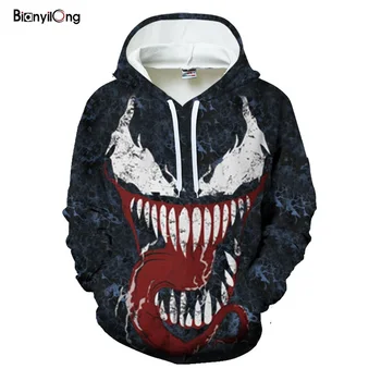 

2019 Hot New mens hoodies Velvet Sweatshirt Customize Design Venom 3D Printed Hoodies Unique Pullovers hip hop Tops Men Clothing