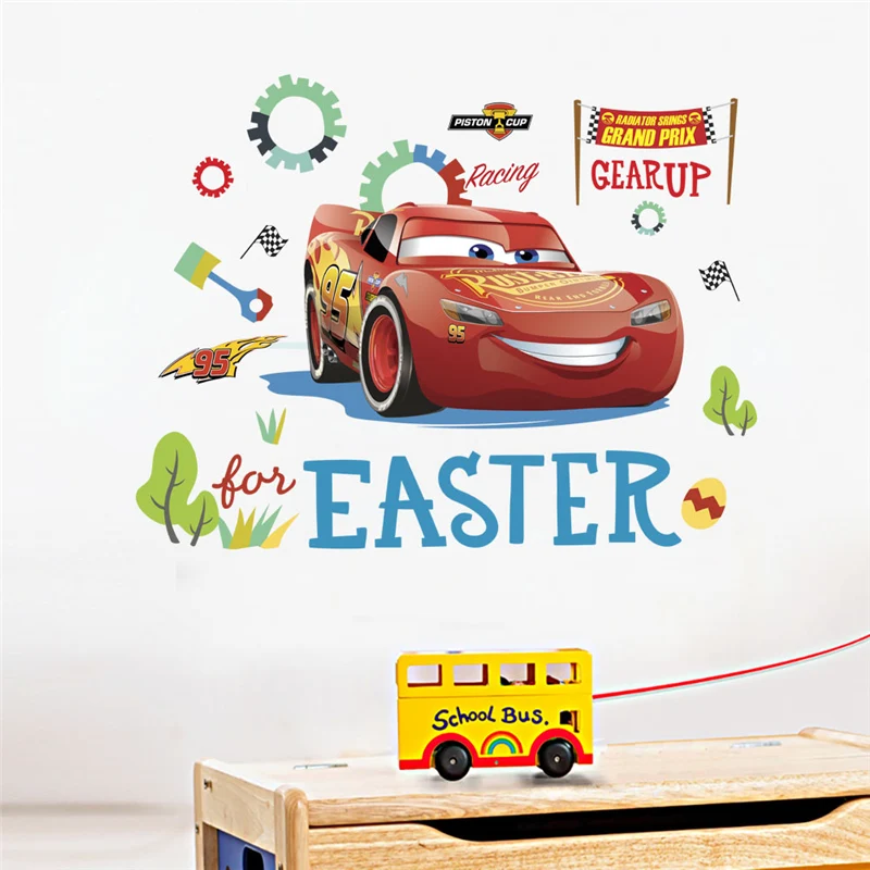 3d мультфильм молния автомобиль наклейки на стену для детской комнаты Спальня наклейка на стену diy ПВХ художественная Фреска плакат художественная Фреска