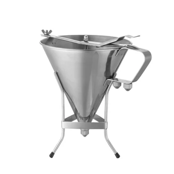 

Stainless Steel Confectionery Funnels with Stand and 3 Nozzles, Commercial Grade Cake Decorating Tool Bakery Use