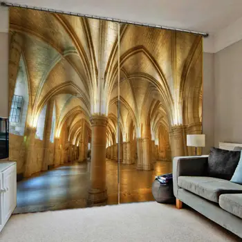 

gold building curtains Customized size Luxury Blackout 3D Window Curtains For Living Room Thickened blackout curtains