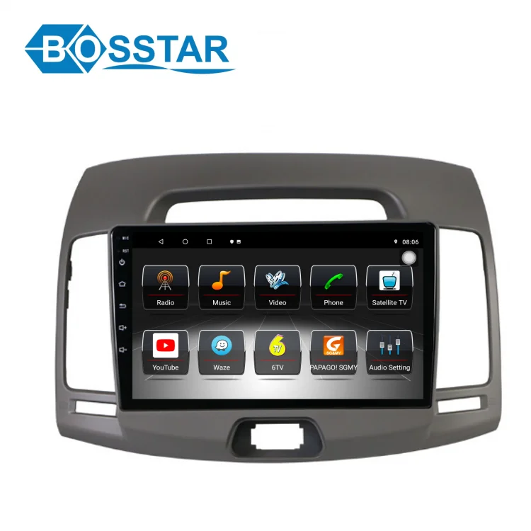 

Bosstar 9 inch head unit for elantra 2008 2009 2010 2011 multi point touch navigation mirror link car video
