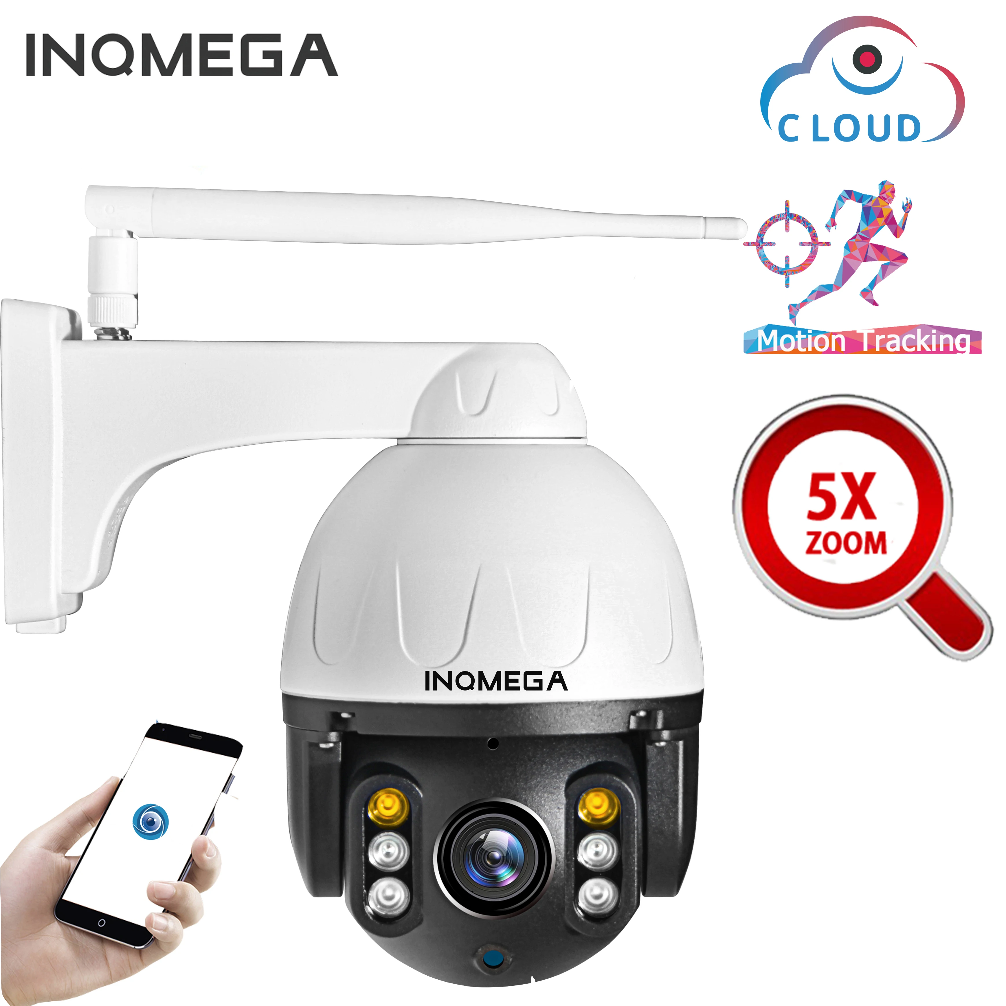 Уличная купольная IP-камера INQMEGA Cloud 1080P Wi-Fi 5-кратный оптический зум 2 МП Onvif