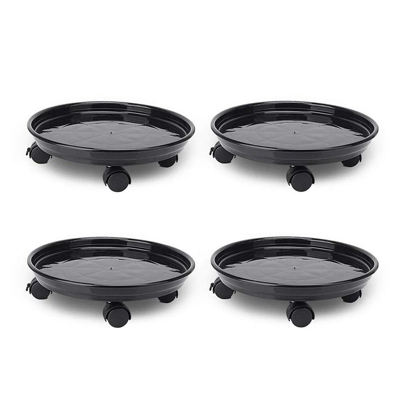 

4-Piece Plant Stand with Universal Wheel, Plant Tray Dolly Caddy Mover, Roller Plant Tray with Casters