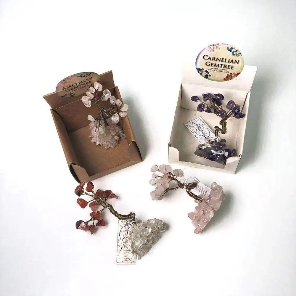 

1PCS artificial crystal mini golden money tree home decoration