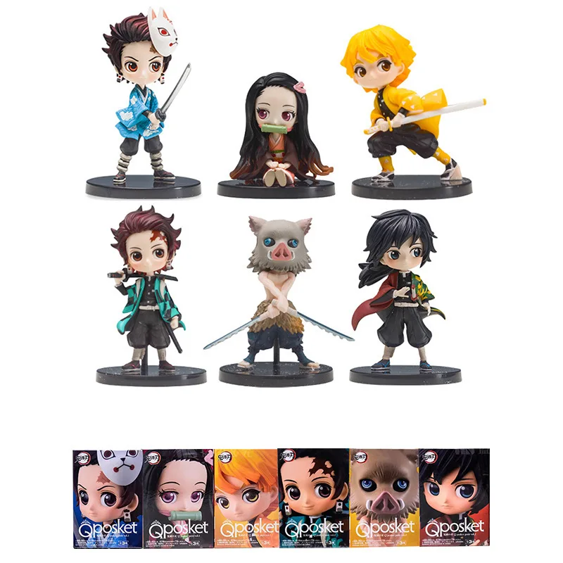 3 шт./компл. убийца демонов Nezuko Zenitsu Tanjirou Giyuu Inosuke Q Ver. Экшн Фигурки игрушки Kimetsu no Yaiba