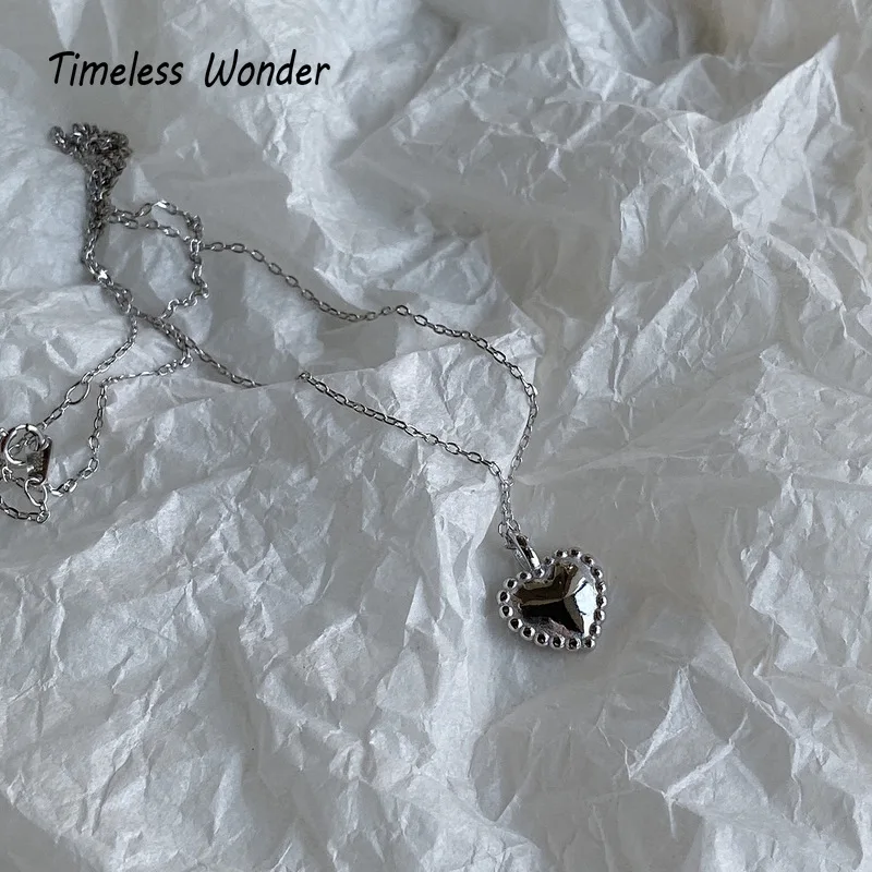 Timeless Wonder 925 пробы серебряные милые цепочки с сердечком Колье женское Ювелирное Платье панк готика Kpop трендовые Ins Boho 2186
