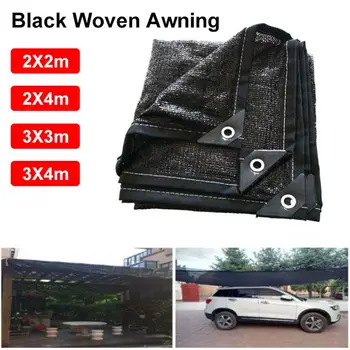 

black woven Awning Sun Shelter Travel Camping Canopy Tent Durable Shade Screen Moisture Proof Portable Garden Awning Outdoor