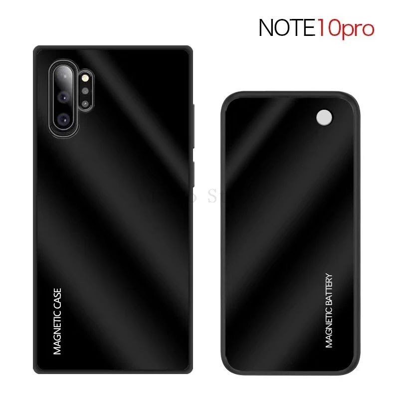 Беспроводное зарядное устройство чехол для samsung Galaxy Note 10 Plus Note 8 9 градиентное закаленное стекло магнитное зарядное устройство power Bank чехол