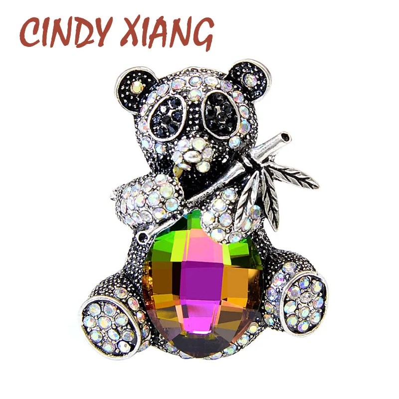 CINDY XIANG милые стразы броши в виде панды для женщин винтажные Eat Bamboo Panda Pin 3 Цвета