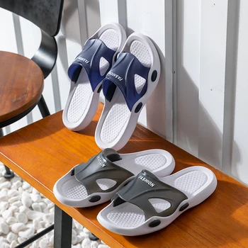 

Summer Simple Men Slippers Male Soft Bottom Slides Bathroom Non-slip PVC Sandals Male Flip Flops Woman Shoes Zapatos De Hombre