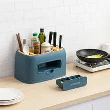 Модная многофункциональная кухонная полка коробка для приправ перец набор банок для приправ Комбинированный держатель для ножей Кухня Инструменты