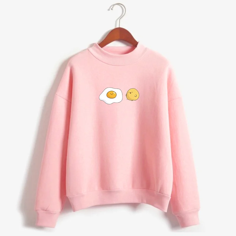 

Cute Gudetama Hooded Harajuku Fall Winter Long Sleeve Plus Velvet Korean Clothes New Hoodie Women's Kawaii Round Neck Pullover S